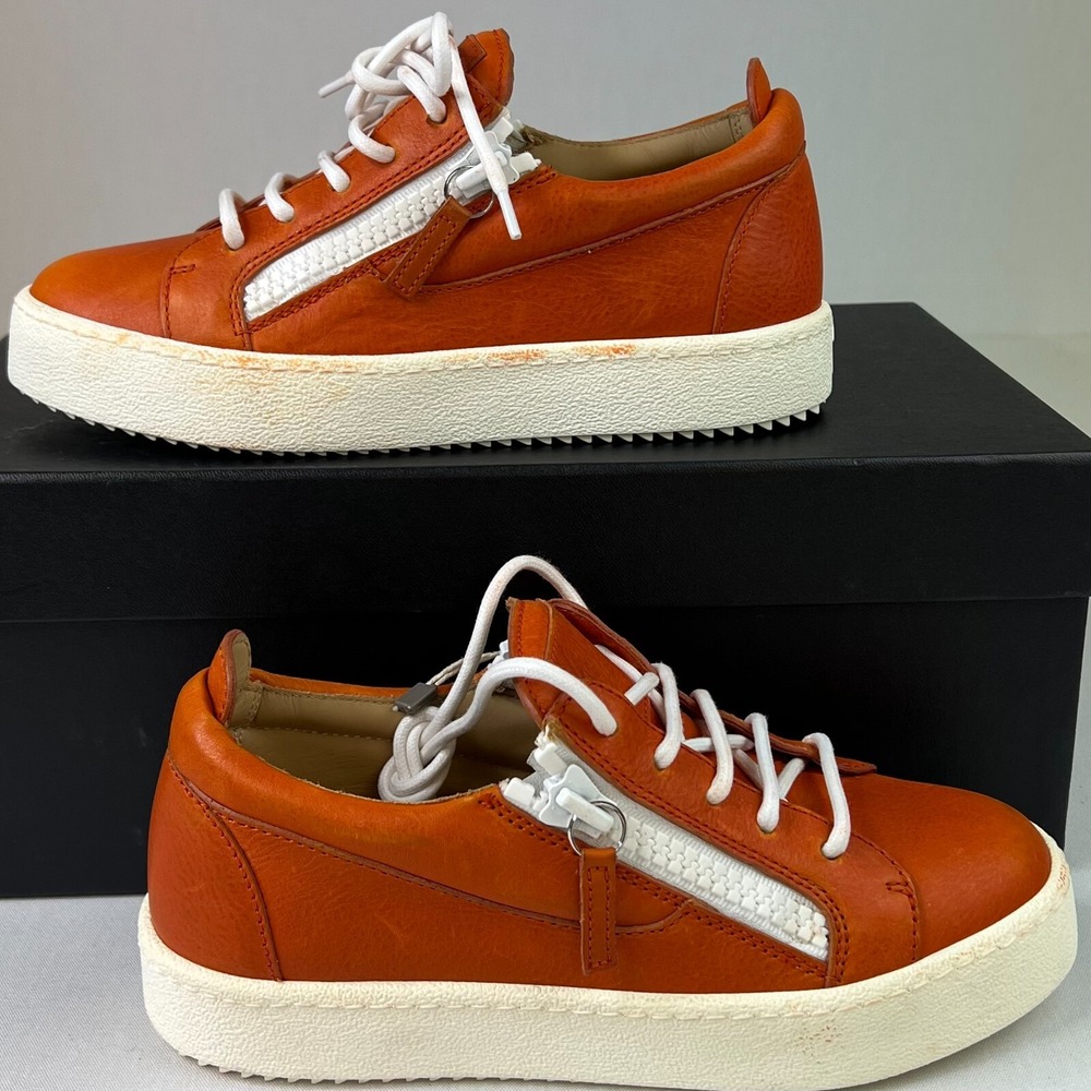 Giuseppe Zanotti Womens Brek Low Sneakers Tan Leather Lace-Up Shoes Sz 5.5/36.5